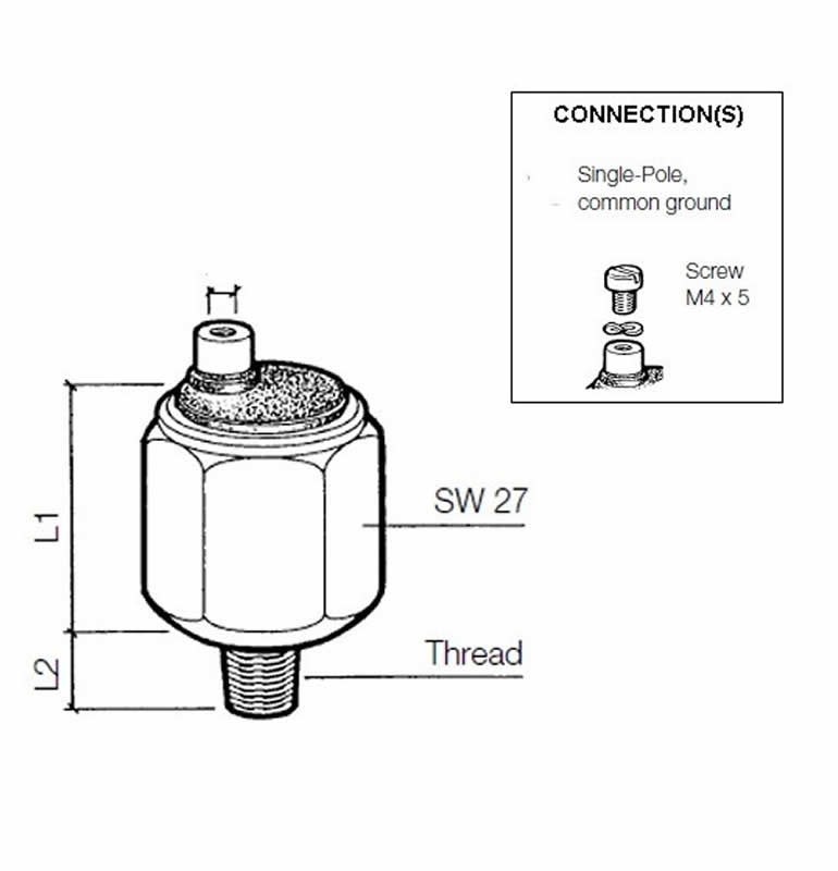 VDO Pressure switch 0.90 Bar ± 0.15 Bar, Pressure switch, VDO Switches ...